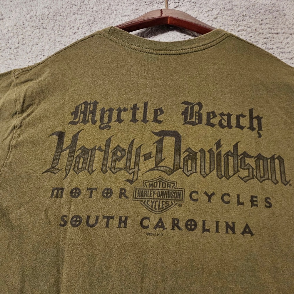 Harley Davidson Mens Myrtle Beach South Carolina Graphic T-Shirt Green Large - Picture 2 of 7